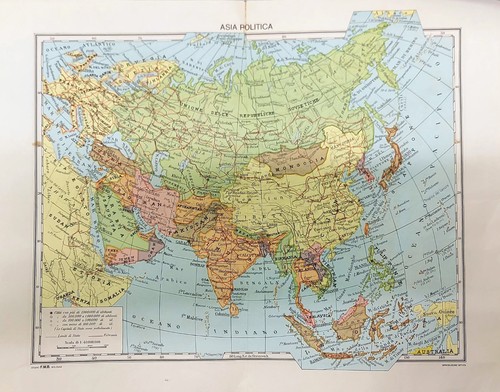 Mappa vintage bifacciale asia - mappa,